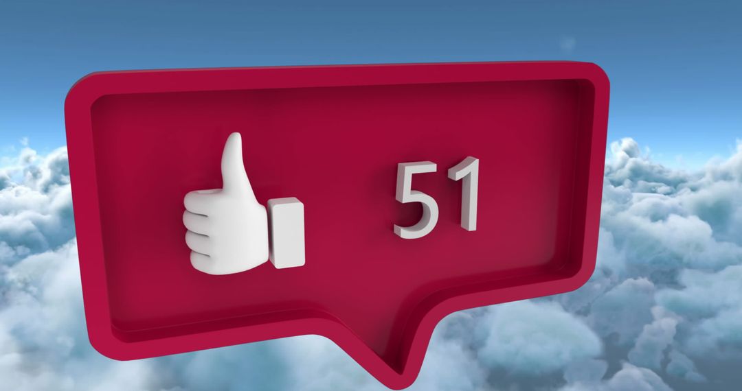 Digital Like Notification Symbol Floating Above Clouds
