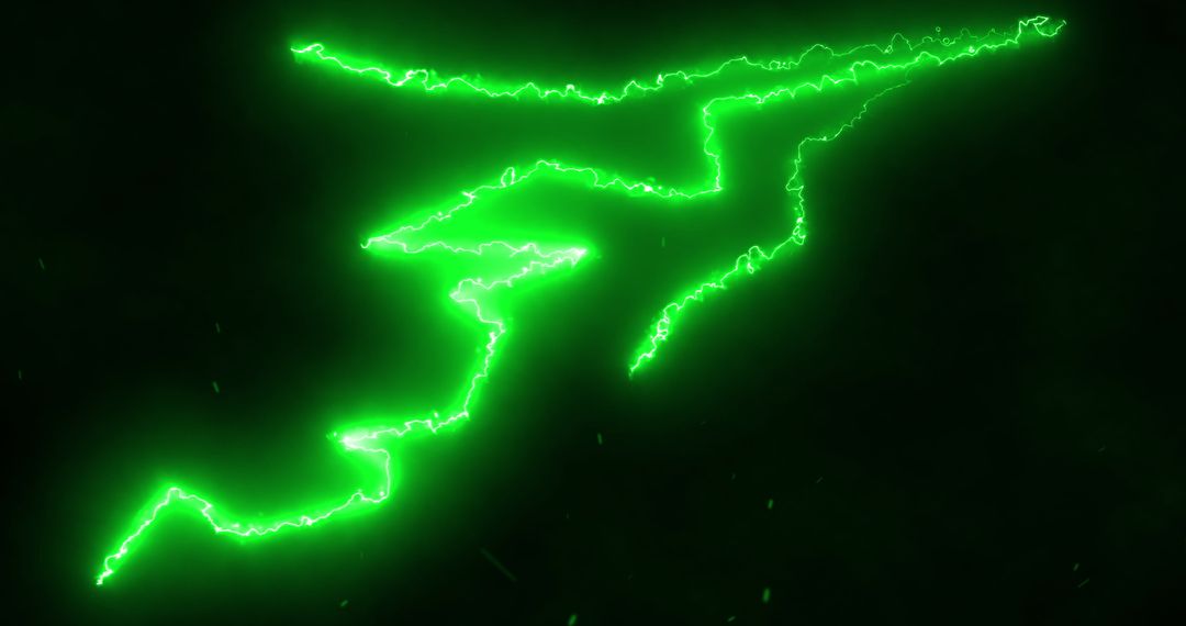Green Lightning Bolts in Motion on Dark Background