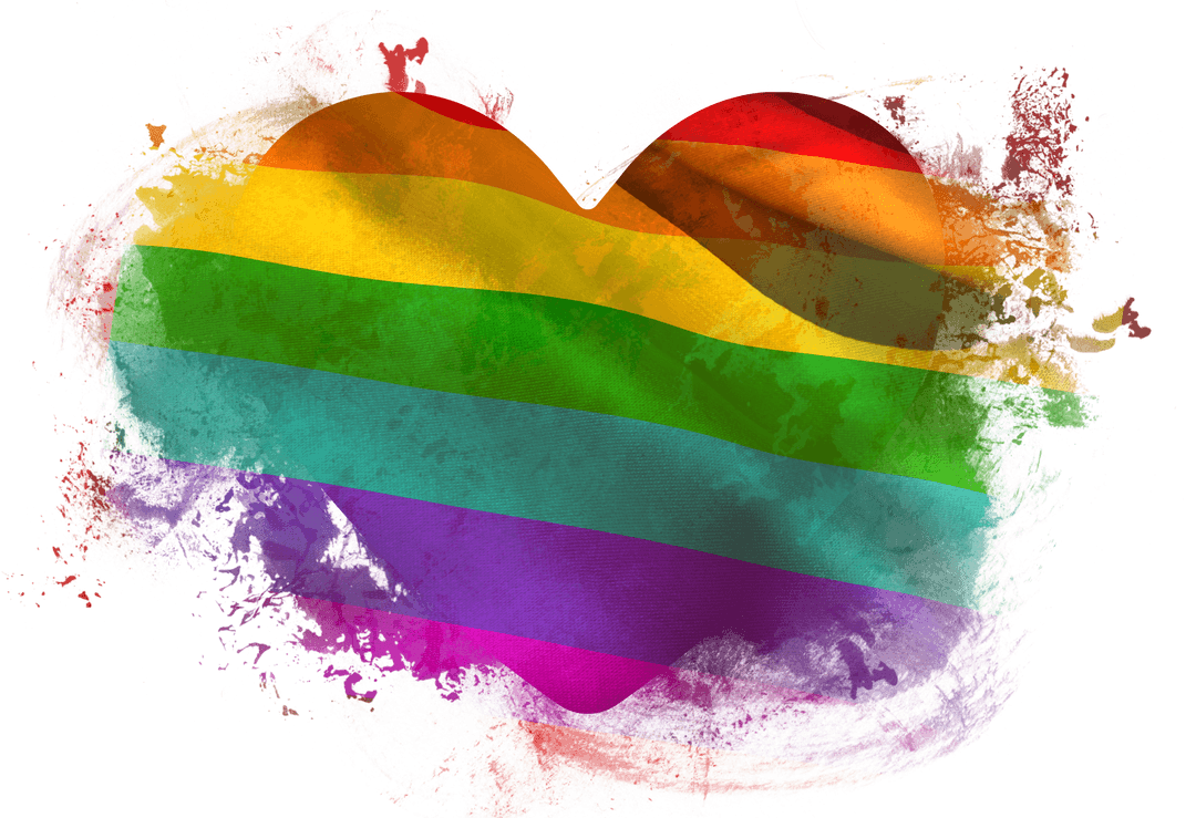 Vibrant Transparent Heart Shaped Rainbow Flag Artwork