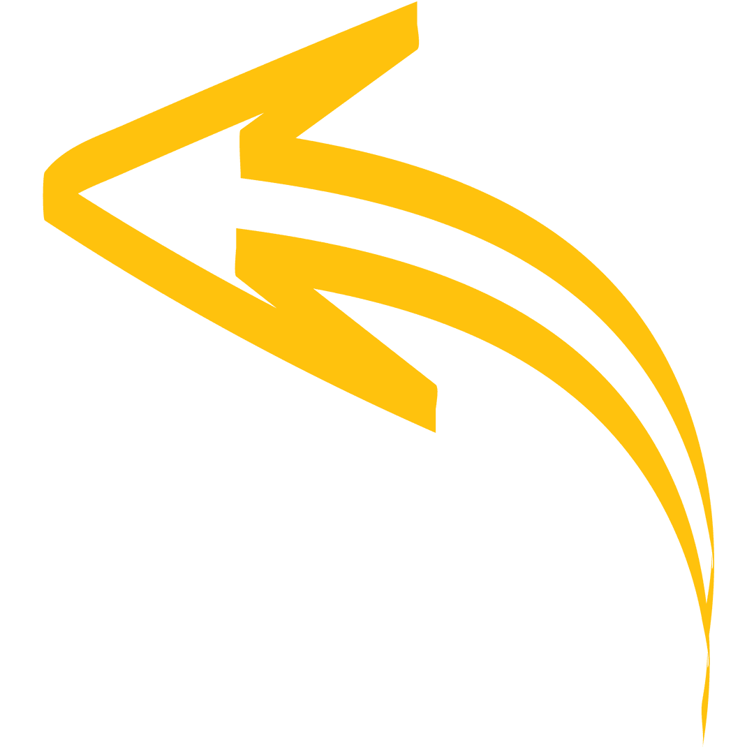 Yellow Curved Arrow on Transparent Background Icon Shape