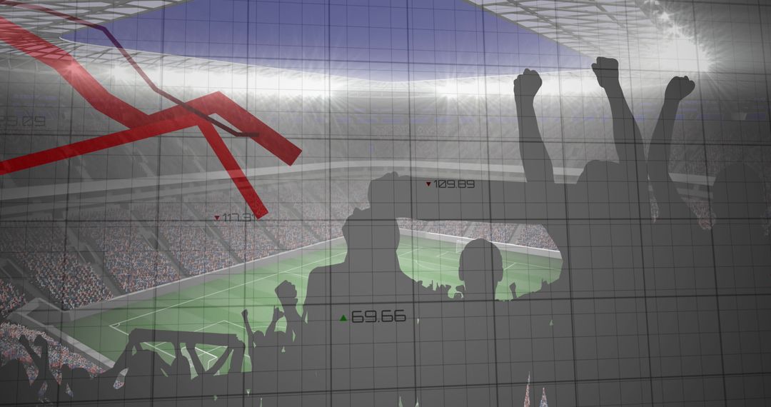 Digital Market Trends at Sports Event Illustration with Data Overlay