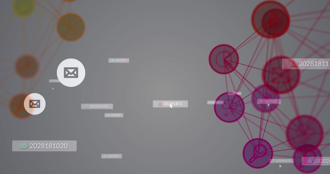 Digital Communication Network Concept with Envelopes and Icons