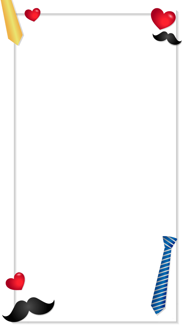 Transparent Frame with Heart and Mustache Decorations