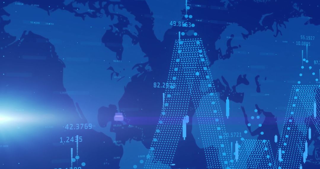 World Map with Stock Market Data Illustrating Global Economics