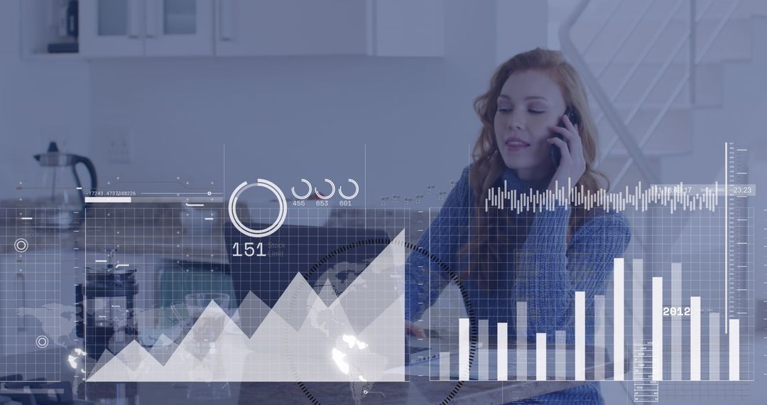 Businesswoman Analyzing Data While on Phone