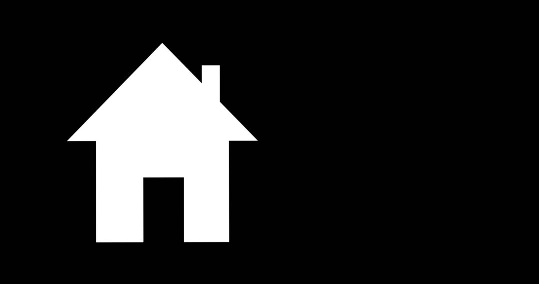 Minimalist White House Icon on Black Background with Copy Space