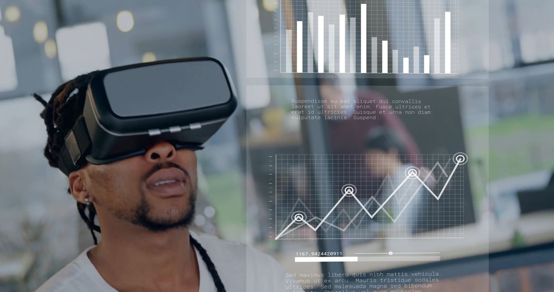 African American Businessman Exploring Virtual Reality Data Visualizations