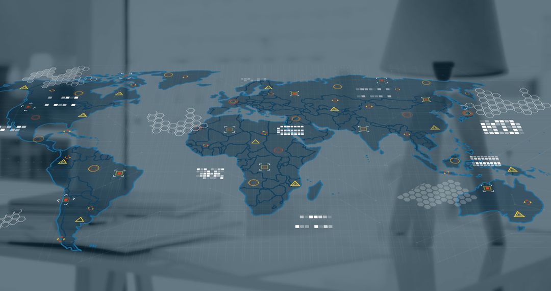 World Map with Digital Data Integration Invoking Global Connectivity