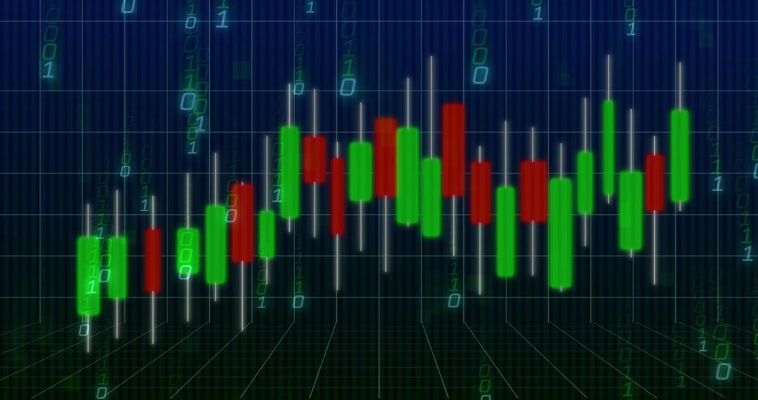 Colorful Candlestick Chart on Digital Financial Interface