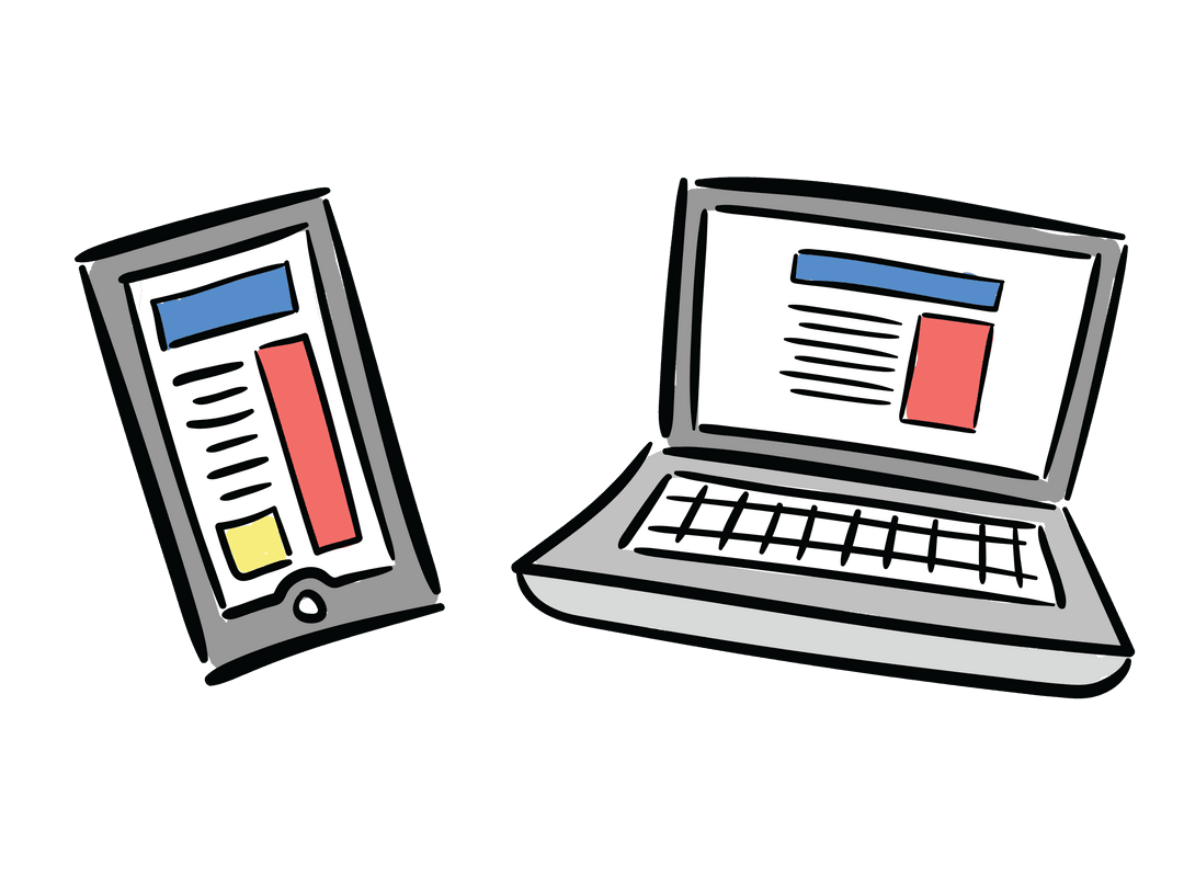Digital PNG Illustration of Laptop and Tablet on Transparent Background
