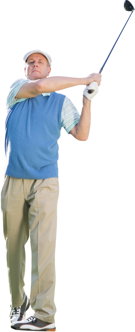 Caucasian Male Golf Player with Club in Action on Transparent Background - Download Free Stock Images Pikwizard.com