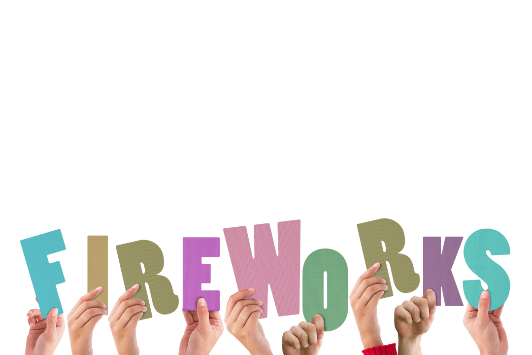 Transparent Background Hands Holding Fireworks Letters