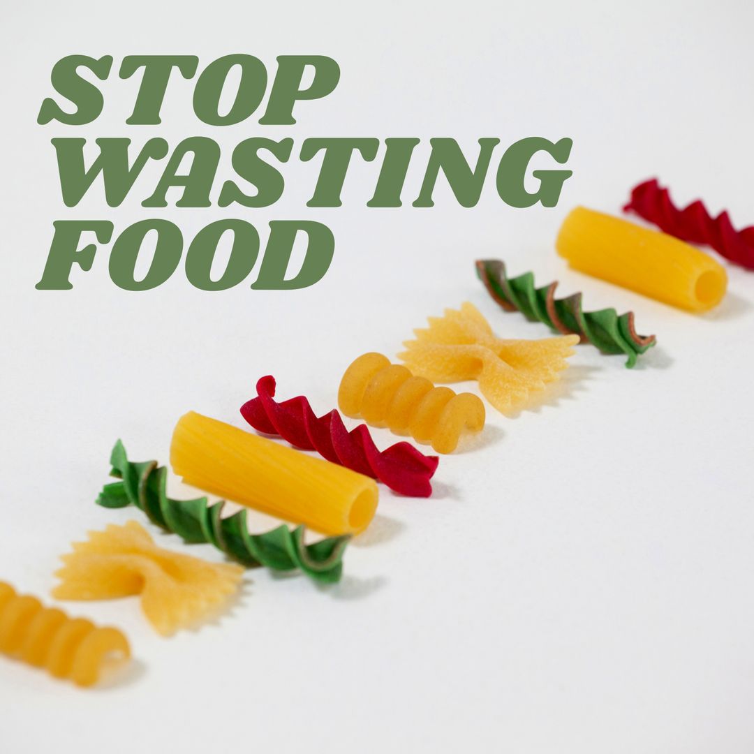 Stop Food Waste Awareness with Colorful Pasta Display