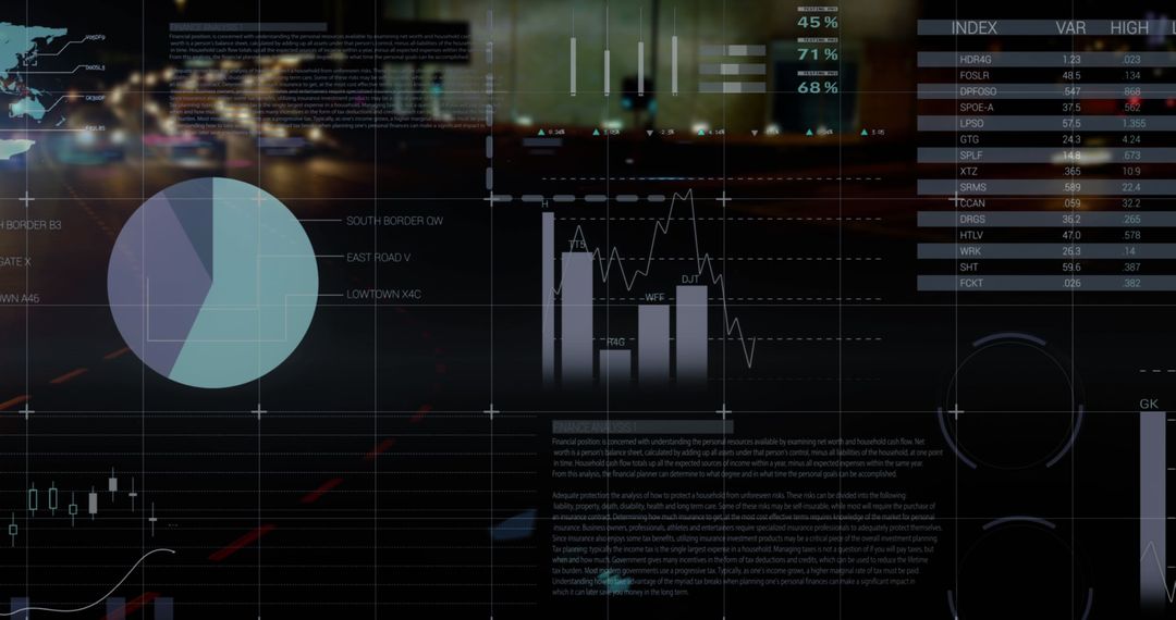 Digital Analytics Interface Overlaying Night City Traffic