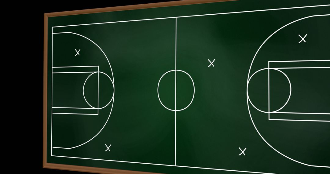 Basketball Game Plan Diagram on Blackboard