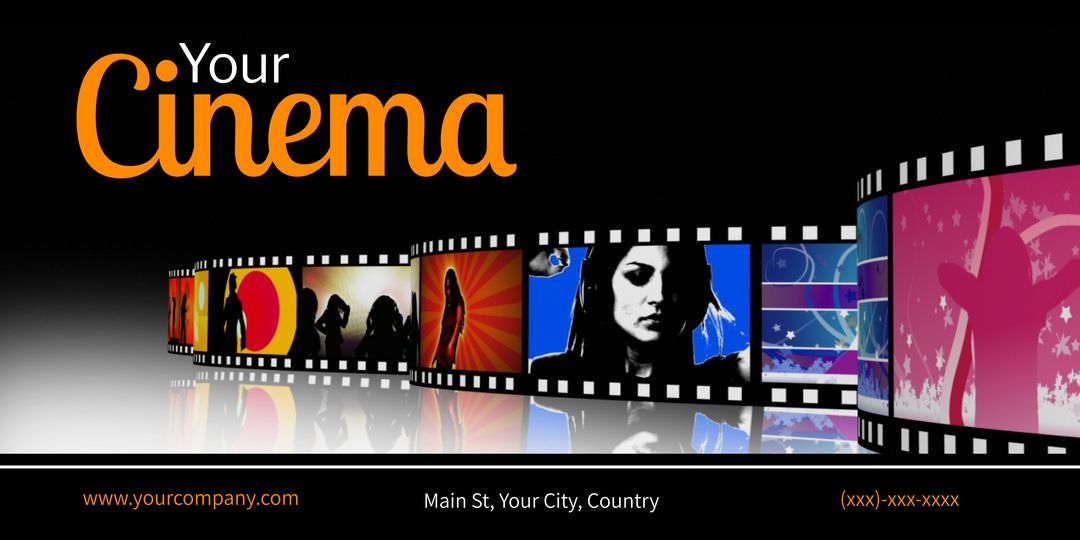 Colorful Film Strip Promoting Exciting Cinema Experience