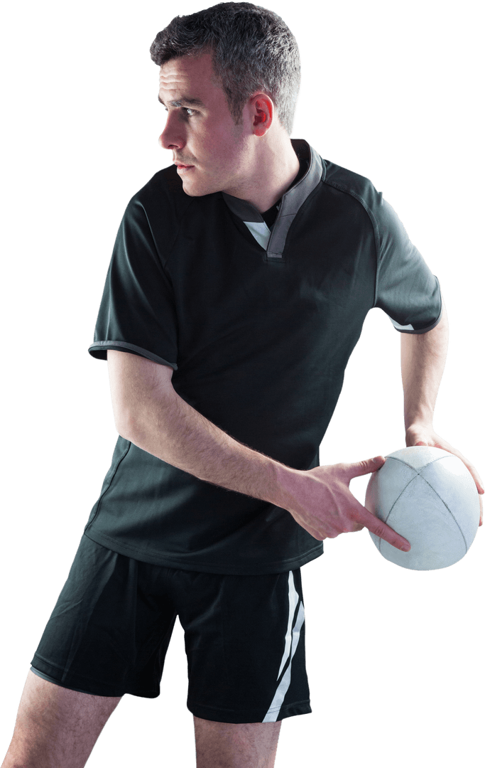 Athletic Male Rugby Player Executing Precise Side Pass Transparent