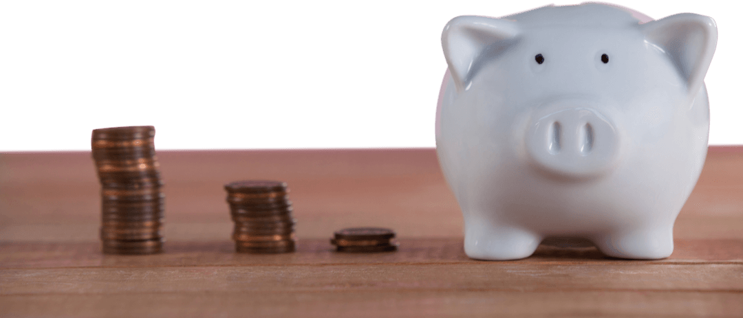 Transparent Vignette of Savings with Coins and Piggy Bank