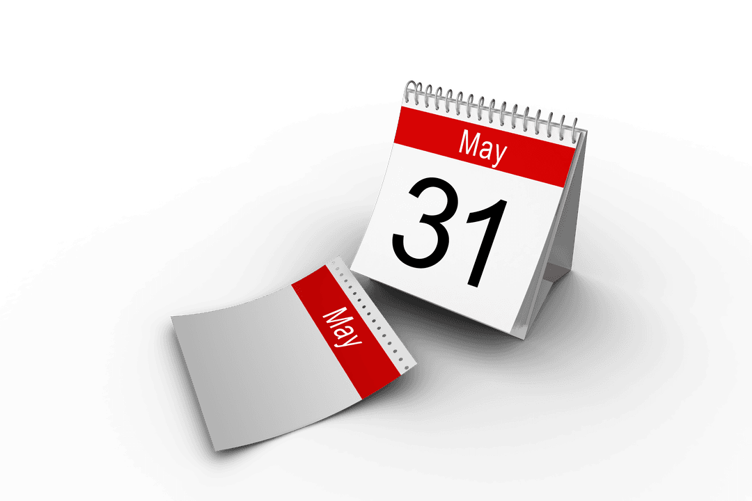 Transparent May Calendar Pages on Black Background Illustration