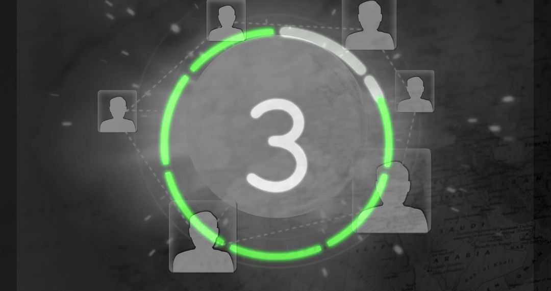 Digital Networking Link with Profile Silhouettes and Countdown