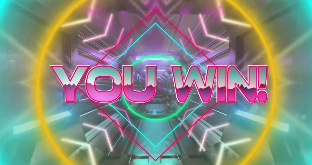 Virtual Achievement Screenshot: Vibrant 'You Win!' Title with Futuristic Design