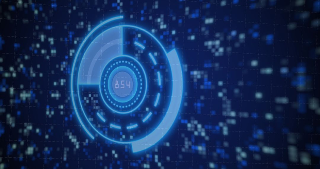 Futuristic Digital Display with Data Scanning and Analytics Visualization