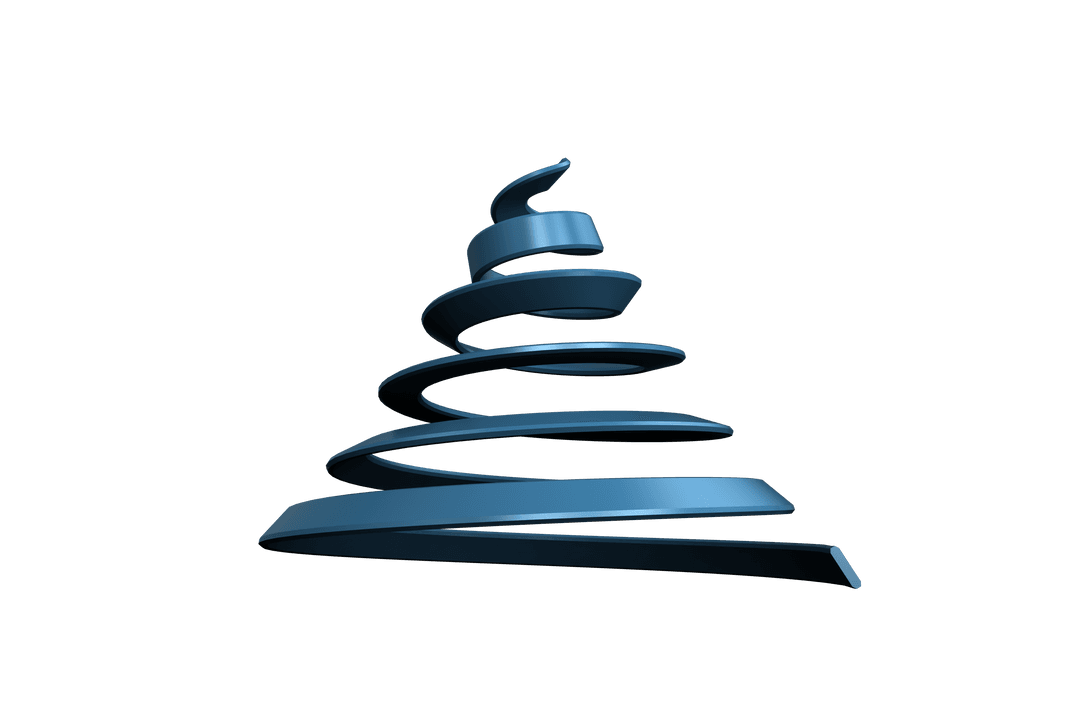 Digital Spiraling Christmas Tree on Transparent Background