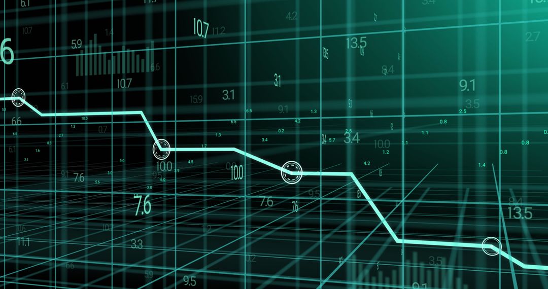 Graph Data Visualization on Blue 3D Grid Design