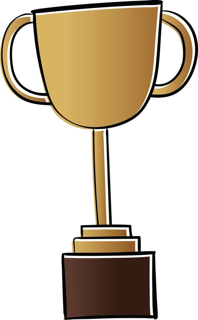 Golden Trophy Cup on Transparent Background for Competitions