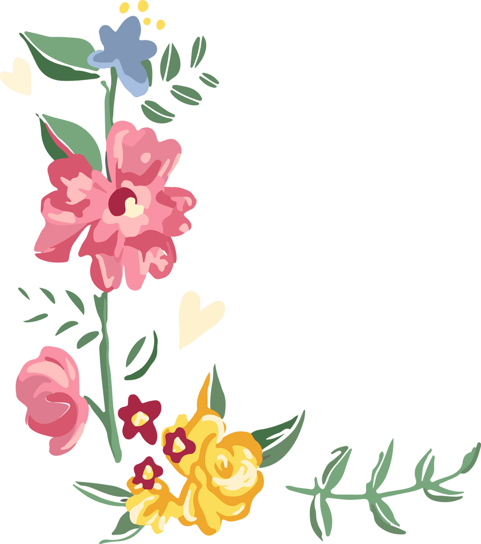 Elegant Floral Corner Cluster on Transparent Background
