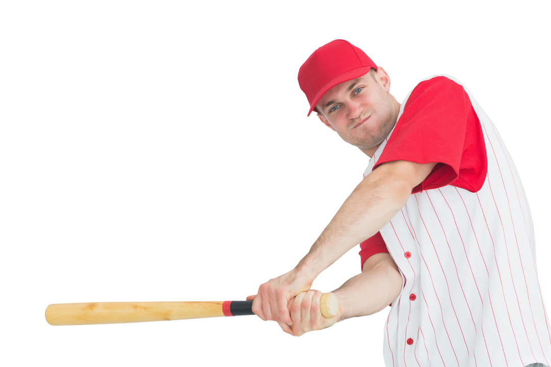 Caucasian Male Baseball Player Swinging Bat on Transparent Background - Download Free Stock Images Pikwizard.com