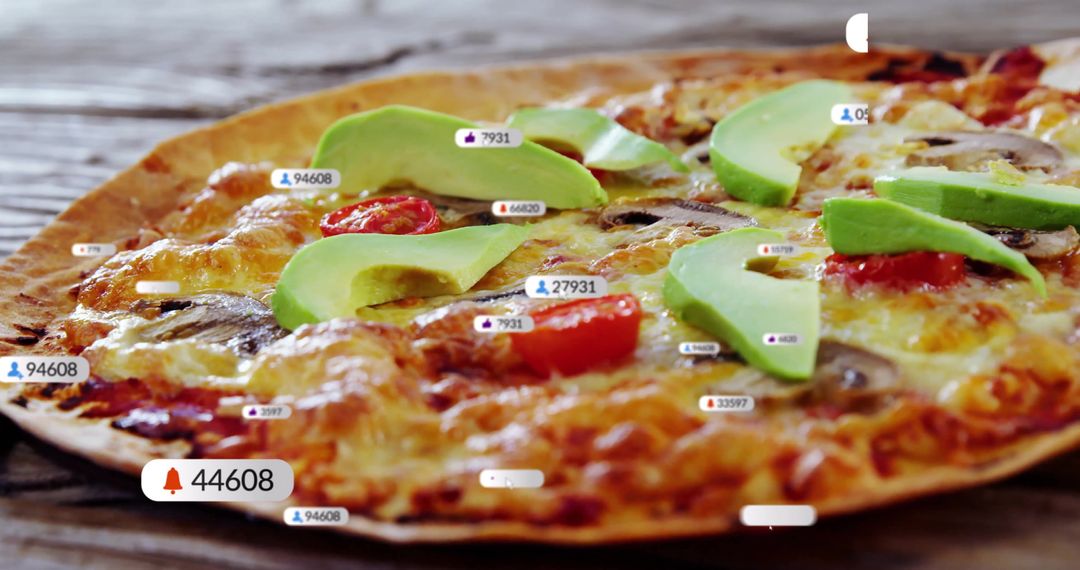 Conceptual Pizza with Social Media Notifications for Digital Network Theme