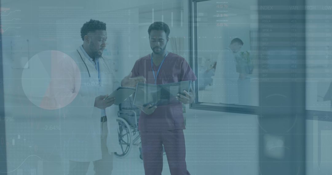 Doctors Analyzing Medical Data on Digital Devices in Hospital