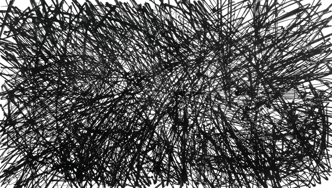 Chaotic Intertwining Scribbles on White Background