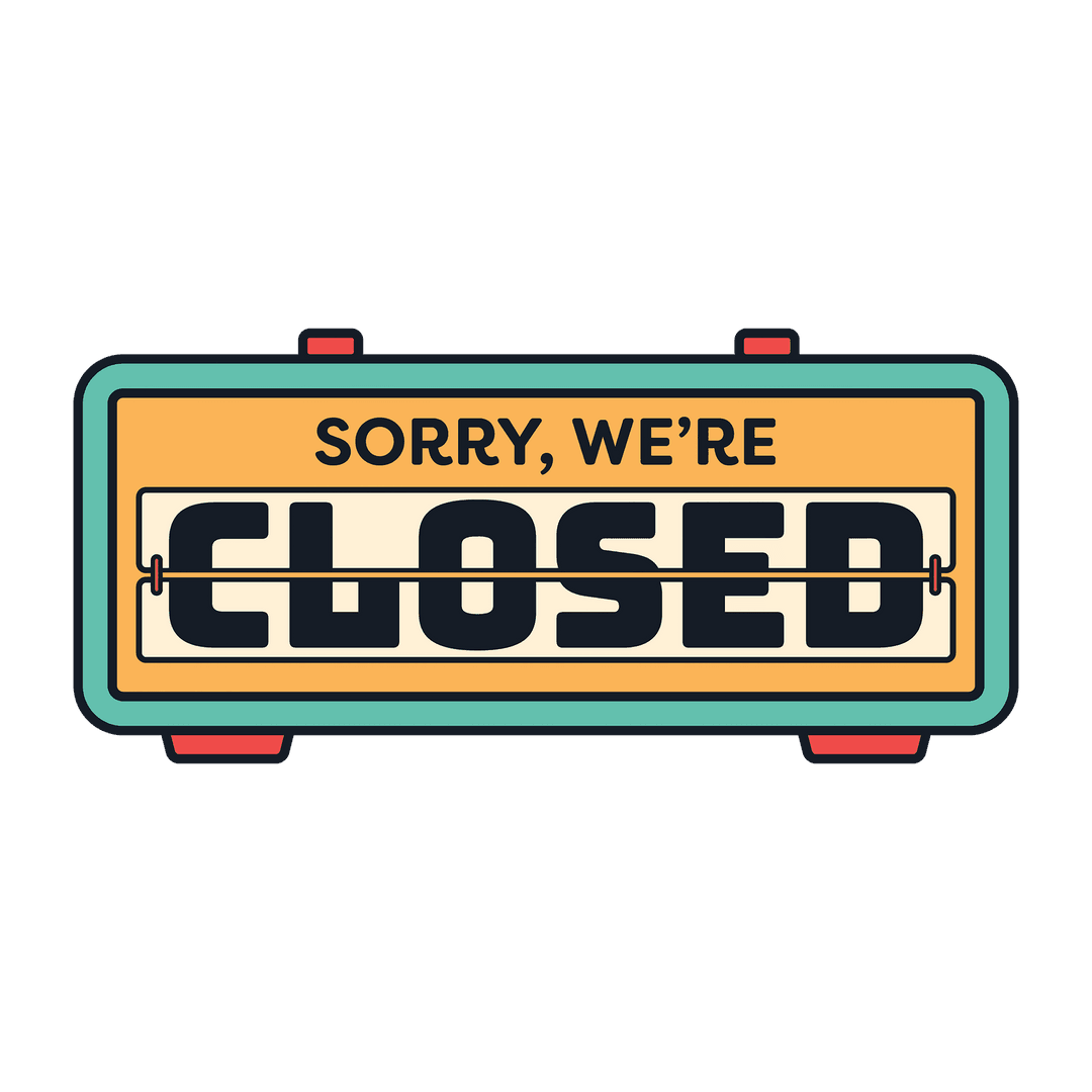Sorry We Are Closed Banner on Transparent Background