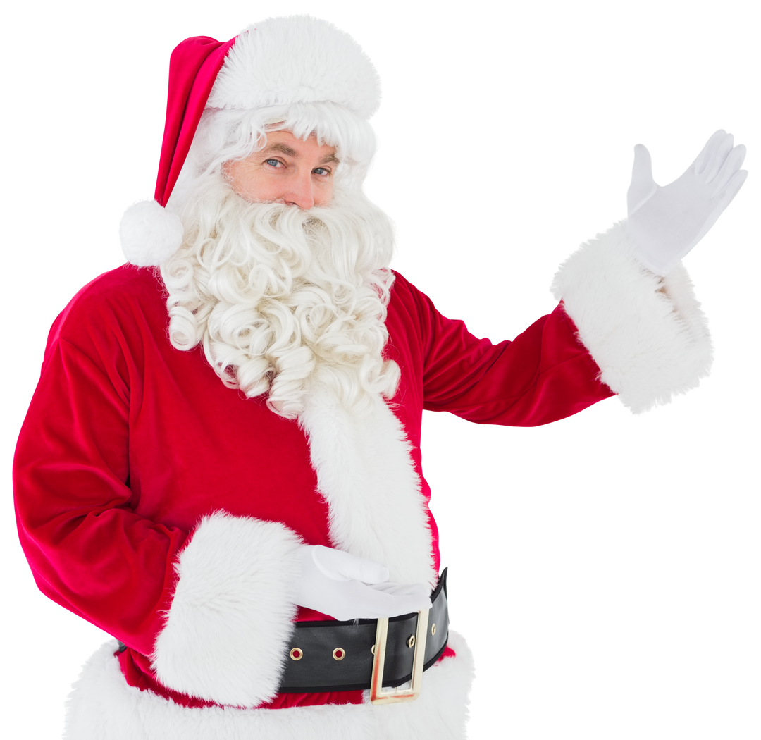 Santa Claus Waving in Red Suit on Transparent Background - Download Free Stock Images Pikwizard.com