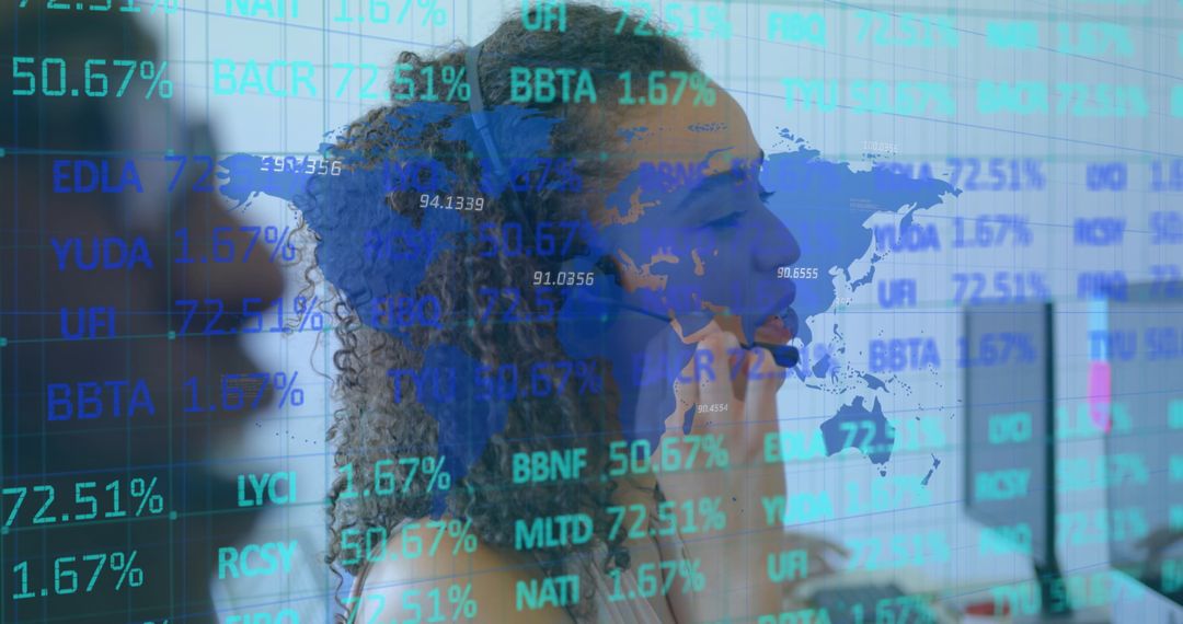 Call Center Worker Handling Global Data Operations