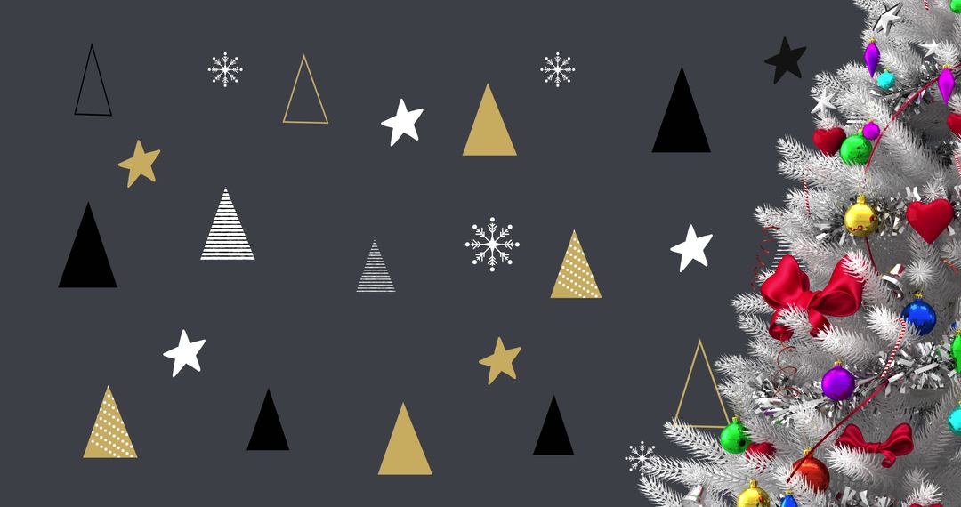 Digital Christmas Tree Celebration with Snowflake Decorations