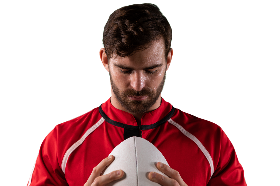 Focused Male Rugby Player Holding Rugby Ball Transparent Background - Download Free Stock Images Pikwizard.com