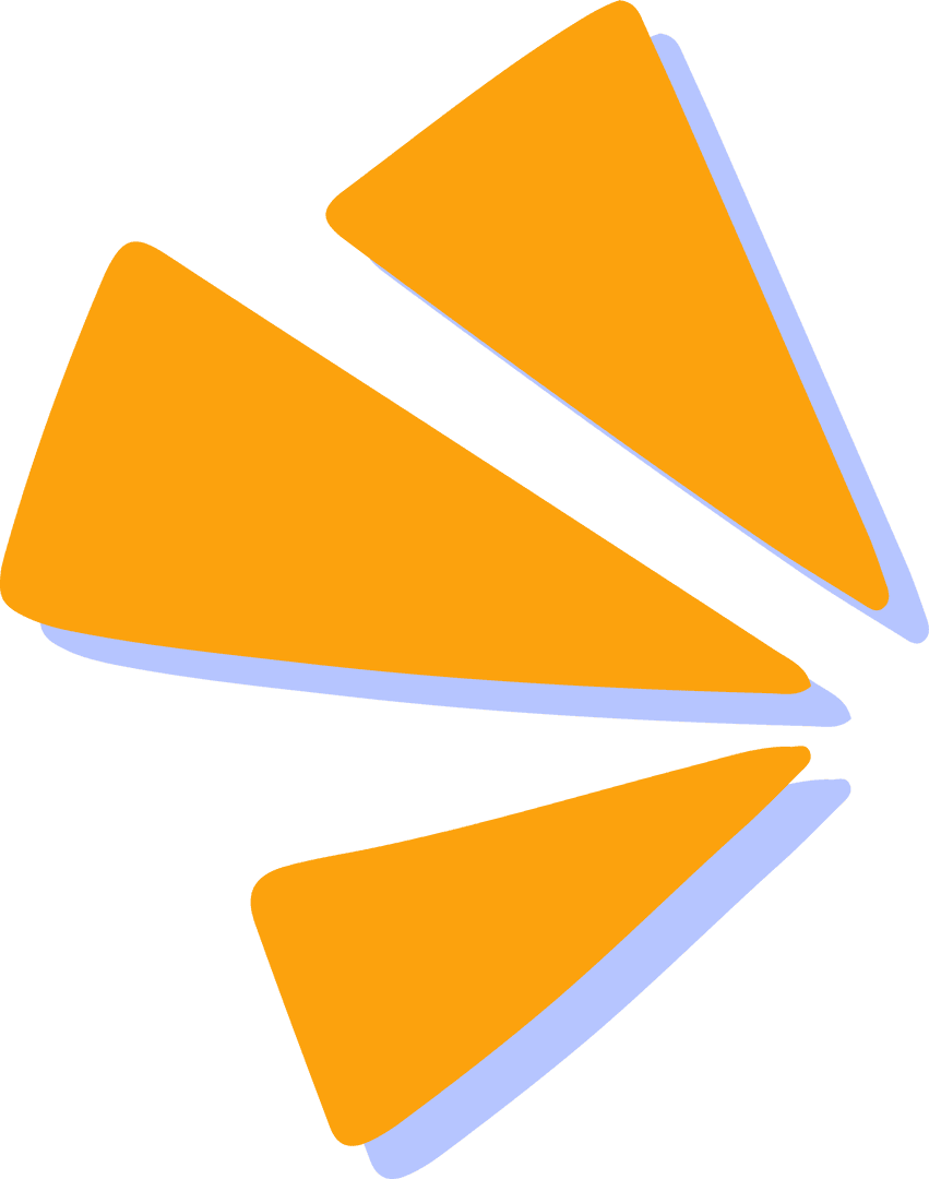 Abstract Orange Wedges with Purple Shadows on Transparent Background