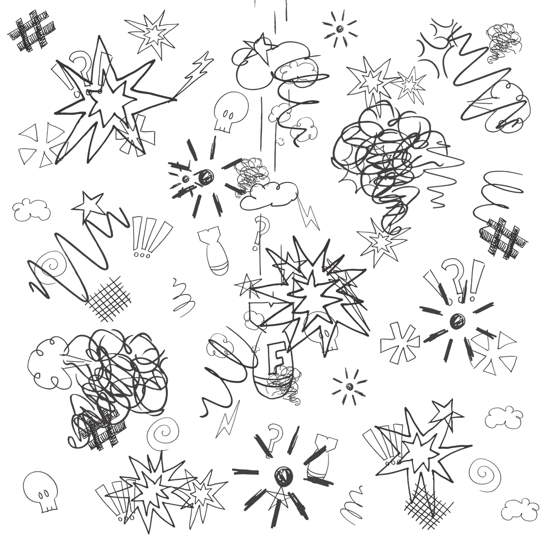 Abstract Doodle Art Black Illustrations on Transparent Background