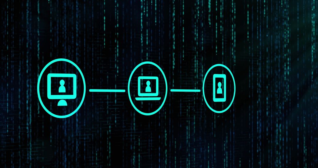 Digital Network Connection with Computer and Smartphone Icons