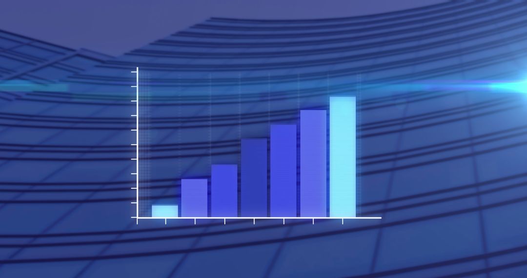 Futuristic Blue Bar Graph on Digital Curved Background