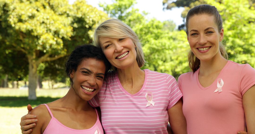 Diverse Women in Pink Embracing Breast Cancer Awareness - Free Images, Stock Photos and Pictures on Pikwizard.com