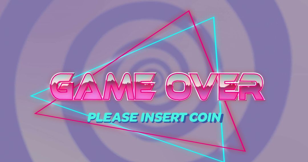 Retro Game Over Screen with Neon Triangles