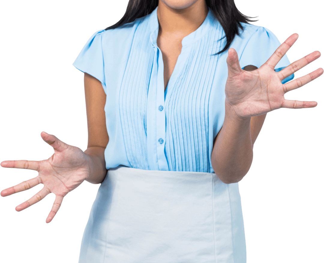 Transparent Illustration of Businesswoman Gesturing with Open Hands