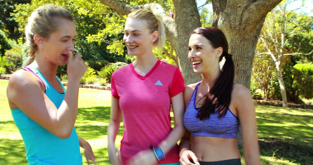 Three Women Enjoying Outdoor Workout in Park - Free Images, Stock Photos and Pictures on Pikwizard.com