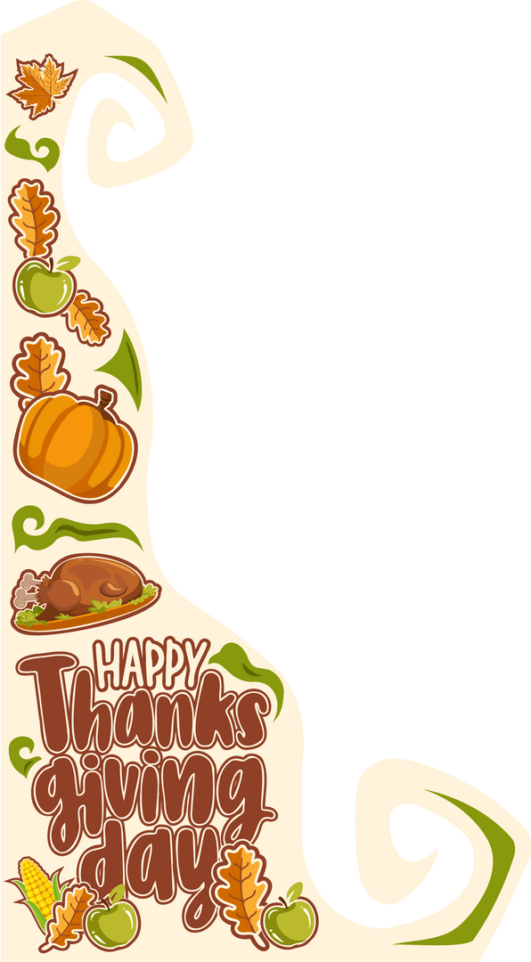 Flat Thanksgiving Corner Design with Transparent Background