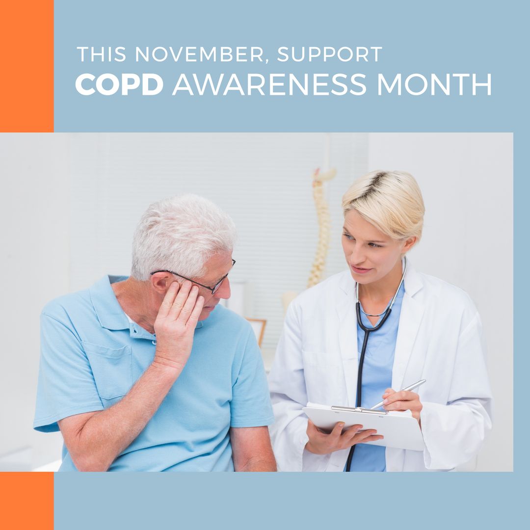 Doctor Discussing Treatment with Senior Patient for COPD Awareness Month