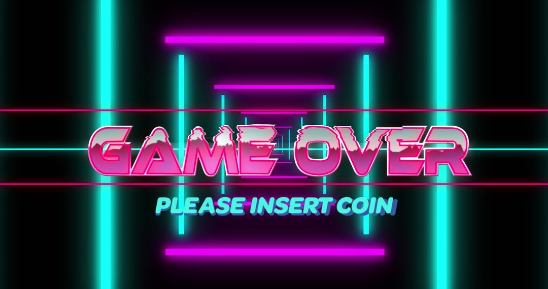 Retro Arcade Game Over Neon Tunnel Design